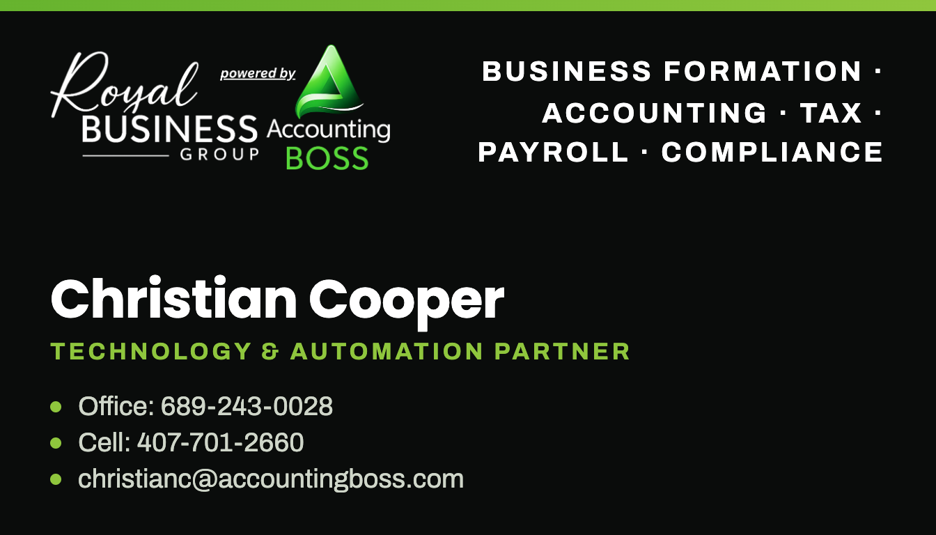 Christian Cooper business card